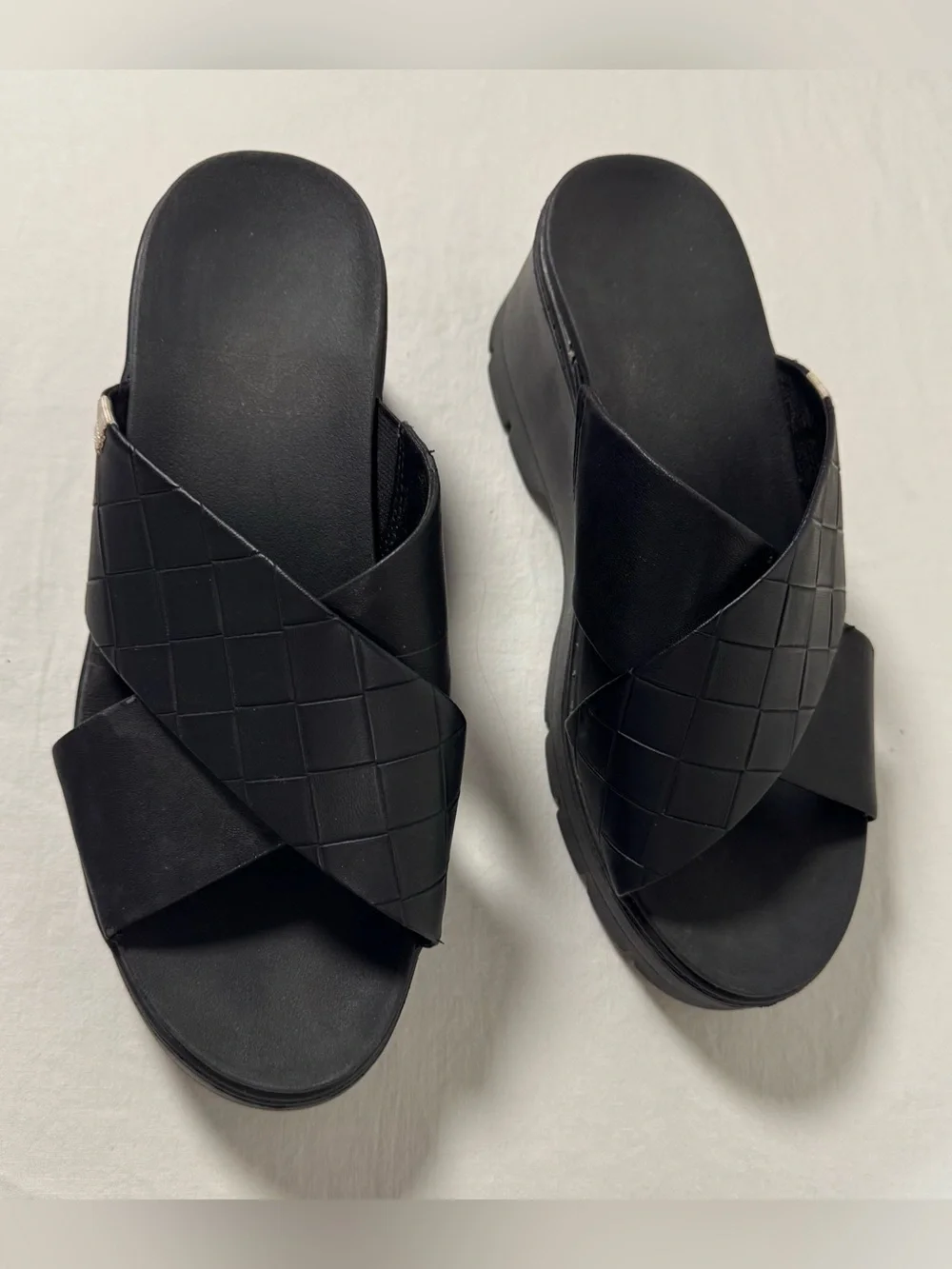 Dr scholls Black platform‎ slides sandals checkin high criss cross women’s 8.5